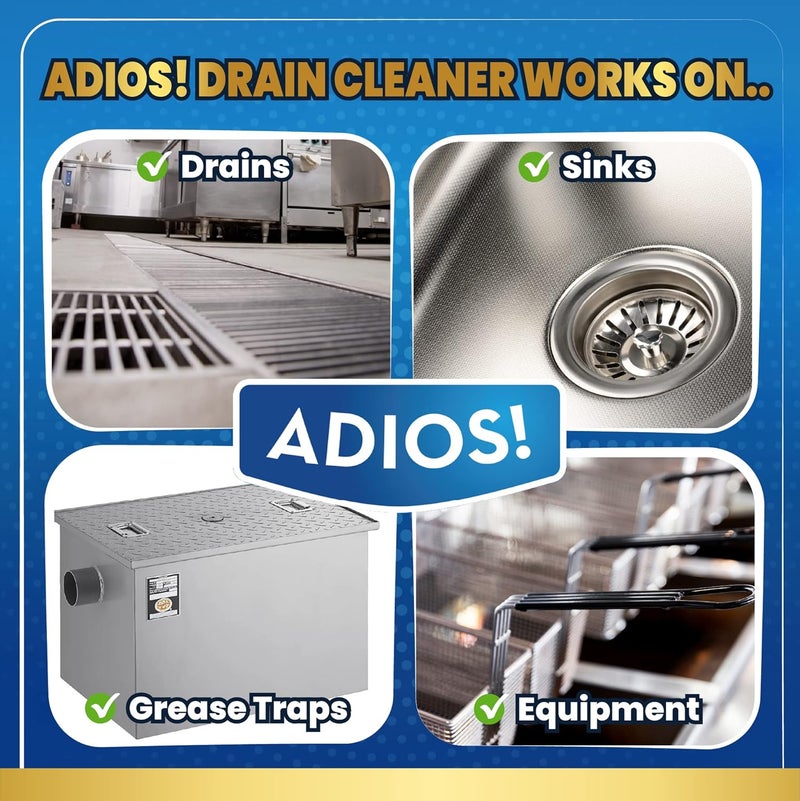 ADIOS! Professional Grease Trap Cleaner for FOG – Cleans Fats, Oils & Grease from Drains Pipes, Safe Enzyme Based Formula for Preventative Maintenance - Image 5